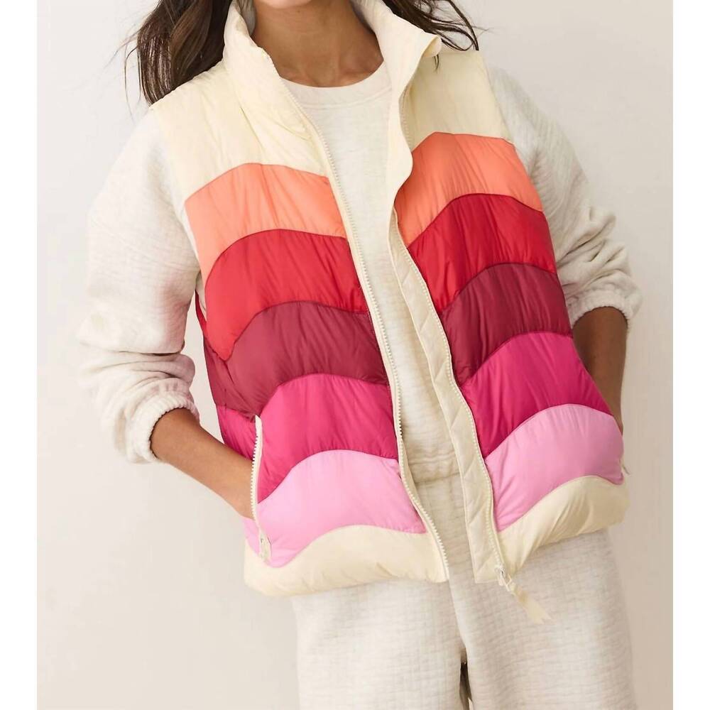 NEW MARINE LAYER sunset puffer vest in warm wave - Picture 3 of 6